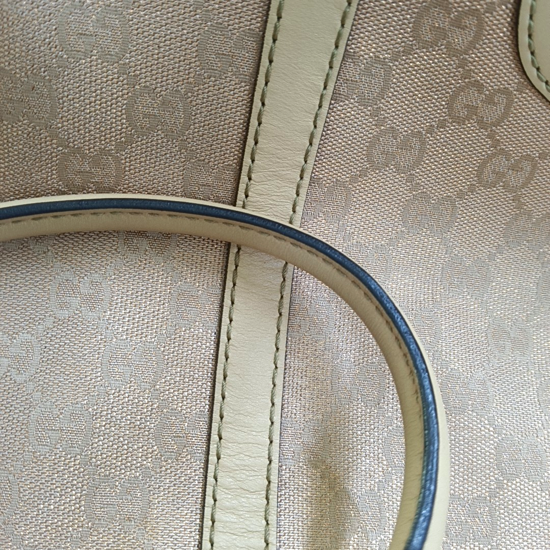 GUCCI Tote bag Large size Pink Canvas Monogrammed Tote Bag Single Shoulder Bag Golden hardware-(SKU)-956342457