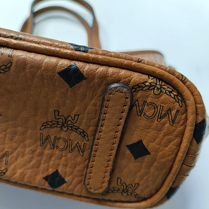 MCM ANYA mini Cognac coated canvas old flower rabbit crossbody bag, handbag Golden hardware Removable shoulder strap-(SKU)-951890333
