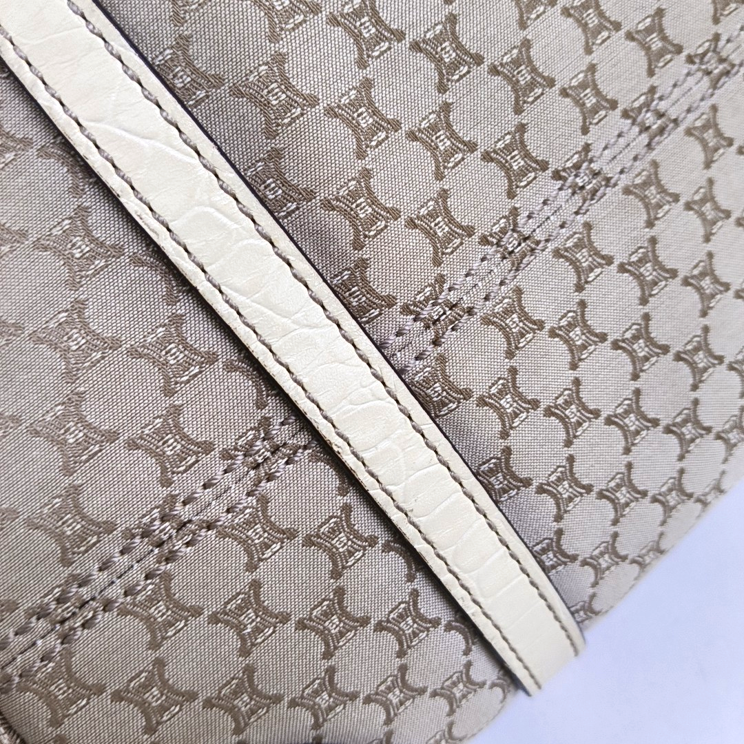 CELINE Brown Canvas Triumph Monogram Single Shoulder Bag Tote Bag Golden hardware-(SKU)-959689180