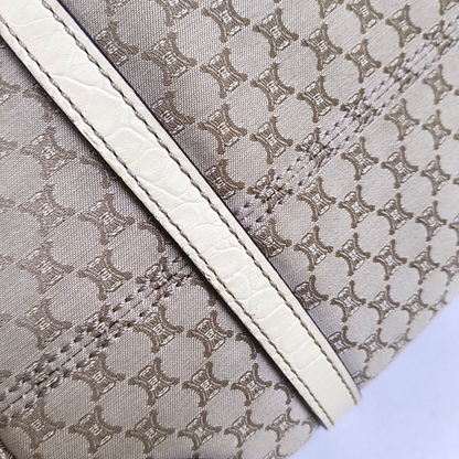 CELINE Brown Canvas Triumph Monogram Single Shoulder Bag Tote Bag Golden hardware-(SKU)-959689180