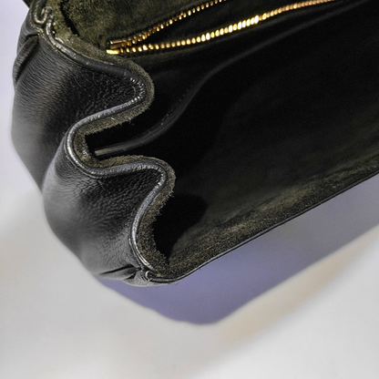 CELINE 16 Teen Black Calfskin Shoulder Bag with Gold Hardware and Detachable Strap-(SKU)-959806698