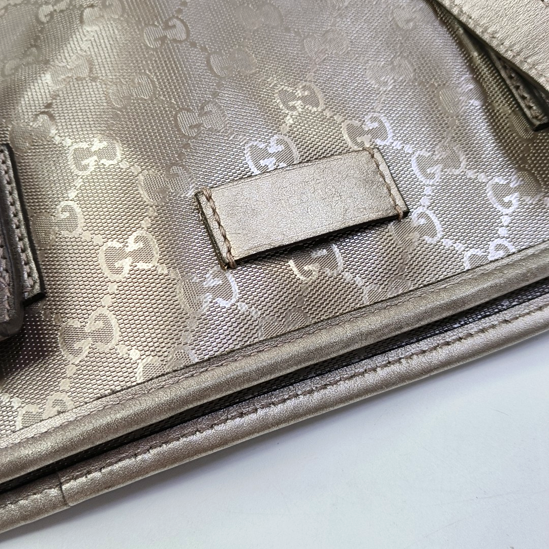 GUCCI GG Imprime Gray coated canvas monogram handbag, shoulder bag Silver Hardware-(SKU)-959892068