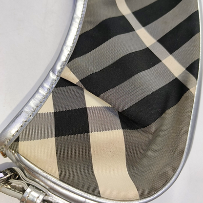 BURBERRY Gray Nylon Single Shoulder Bag, Handbag Black hardware Removable shoulder strap-(SKU)-951639021
