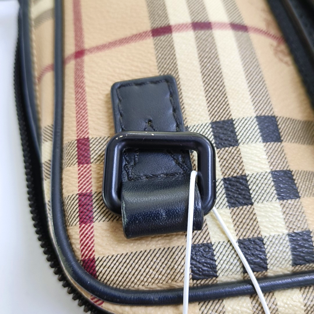 BURBERRY Multicolor Coated Canvas Battle Horse Plaid Handbag Black hardware-(SKU)-947581413