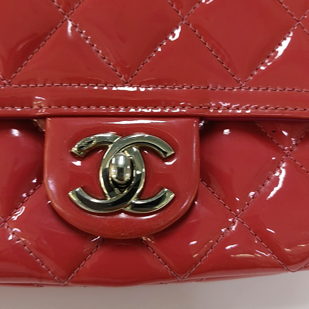 CHANEL CLASSIC FLAP Pink Patent Leather Quilted Shoulder Bag Tote Crossbody with Detachable Strap-(SKU)-955718315