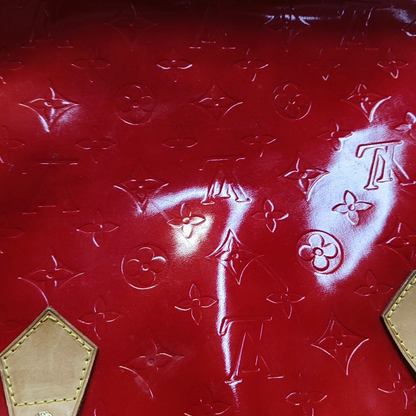 LOUIS VUITTON HOUSTON Red Lacquered Leather Texture Handbag Shoulder Bag Golden hardware Vintage model-(SKU)-943924336