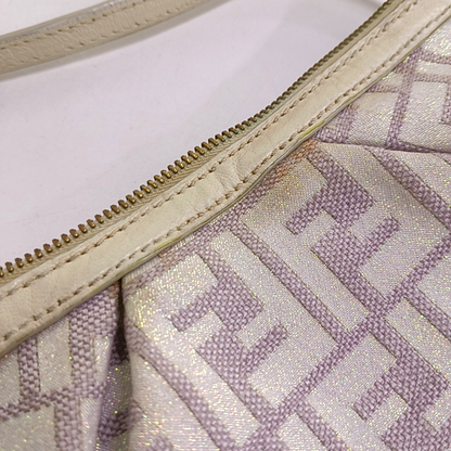 FENDI 米色织物双F老花Handheld包 Golden hardware-(SKU)-949067785