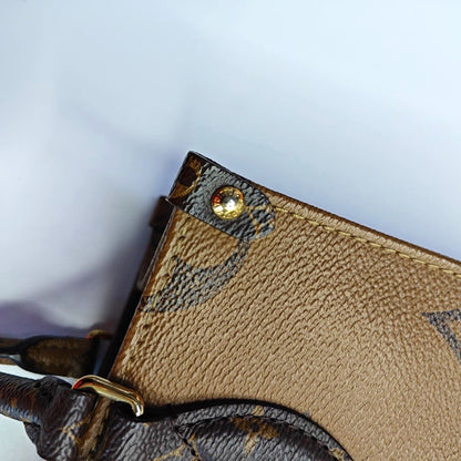 LOUIS VUITTON ONTHEGO Small Monogram Brown Coated Canvas Flower Print Jungle Bag Shoulder Bag Crossbody Bag Golden Hardware Removable Strap-(SKU)-964869214