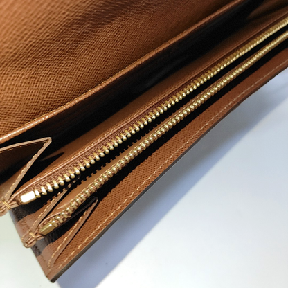 LOUIS VUITTON PORTE MONNAIE Brown coated canvas vintage wallet Golden hardware-(SKU)-956342915