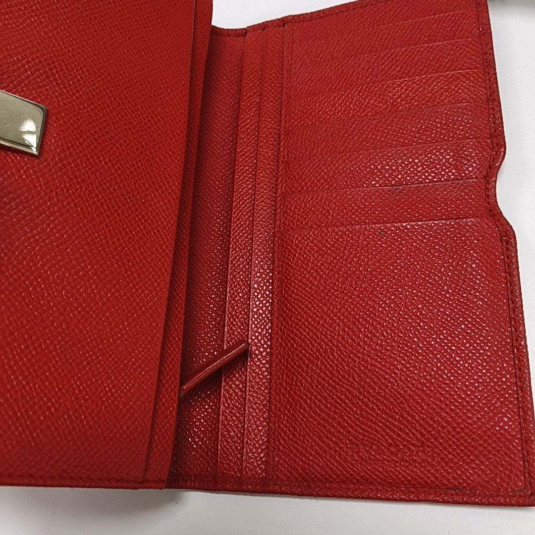BVLGARI BVLGARI Red Leather Wallet Silver Hardware-(SKU)-13502847