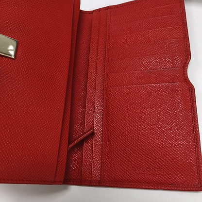 BVLGARI BVLGARI Red Leather Wallet Silver Hardware-(SKU)-13502847