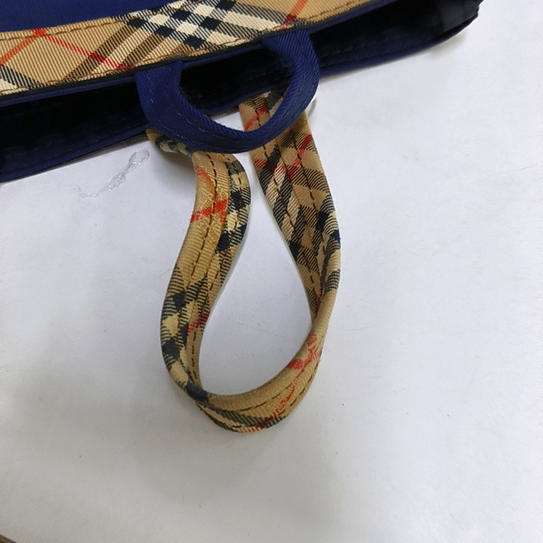 BURBERRY Bucket bag mini Dark Blue Fabric Warhorse Plaid Handbag-(SKU)-959077881