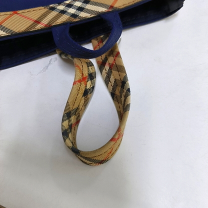 BURBERRY Bucket bag mini Dark Blue Fabric Warhorse Plaid Handbag-(SKU)-959077881