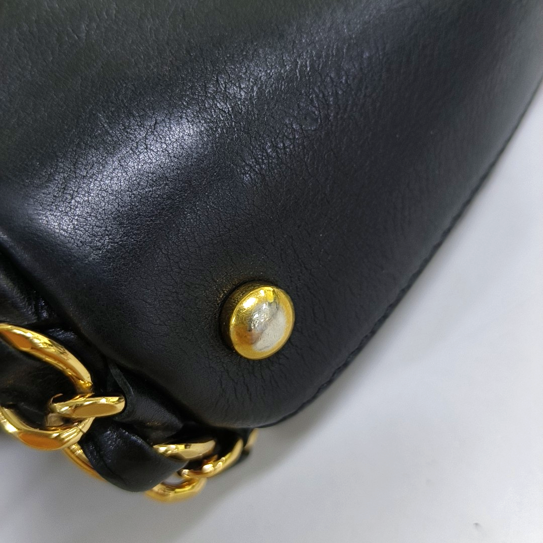 CHANEL CHAIN ME Black Pebbled Leather Quilted Crossbody Shoulder Bag with Gold Hardware, 14 openings-(SKU)-953577261