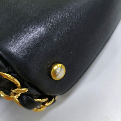 CHANEL CHAIN ME Black Pebbled Leather Quilted Crossbody Shoulder Bag with Gold Hardware, 14 openings-(SKU)-953577261