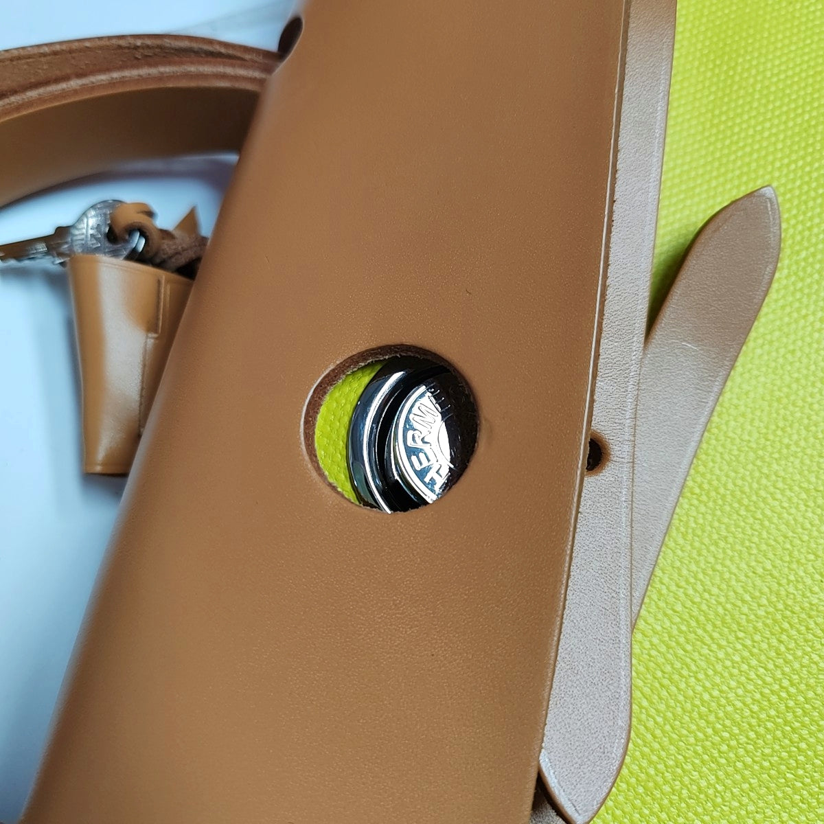 HERMÈS Herbag 31 Lemon Yellow Coated Canvas Shoulder Bag Tote Bag with Detachable Strap and B Stamp Accessories Included-(SKU)-971138279