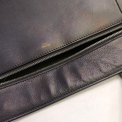 CELINE EDGE Black cowhide tote bag Silver Hardware-(SKU)-952921154