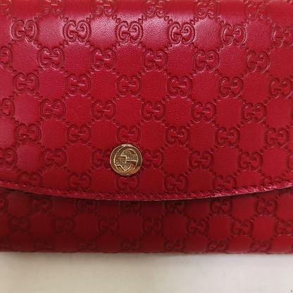 GUCCI Red Cowhide Monogrammed Embossed Wallet Golden hardware-(SKU)-959925038