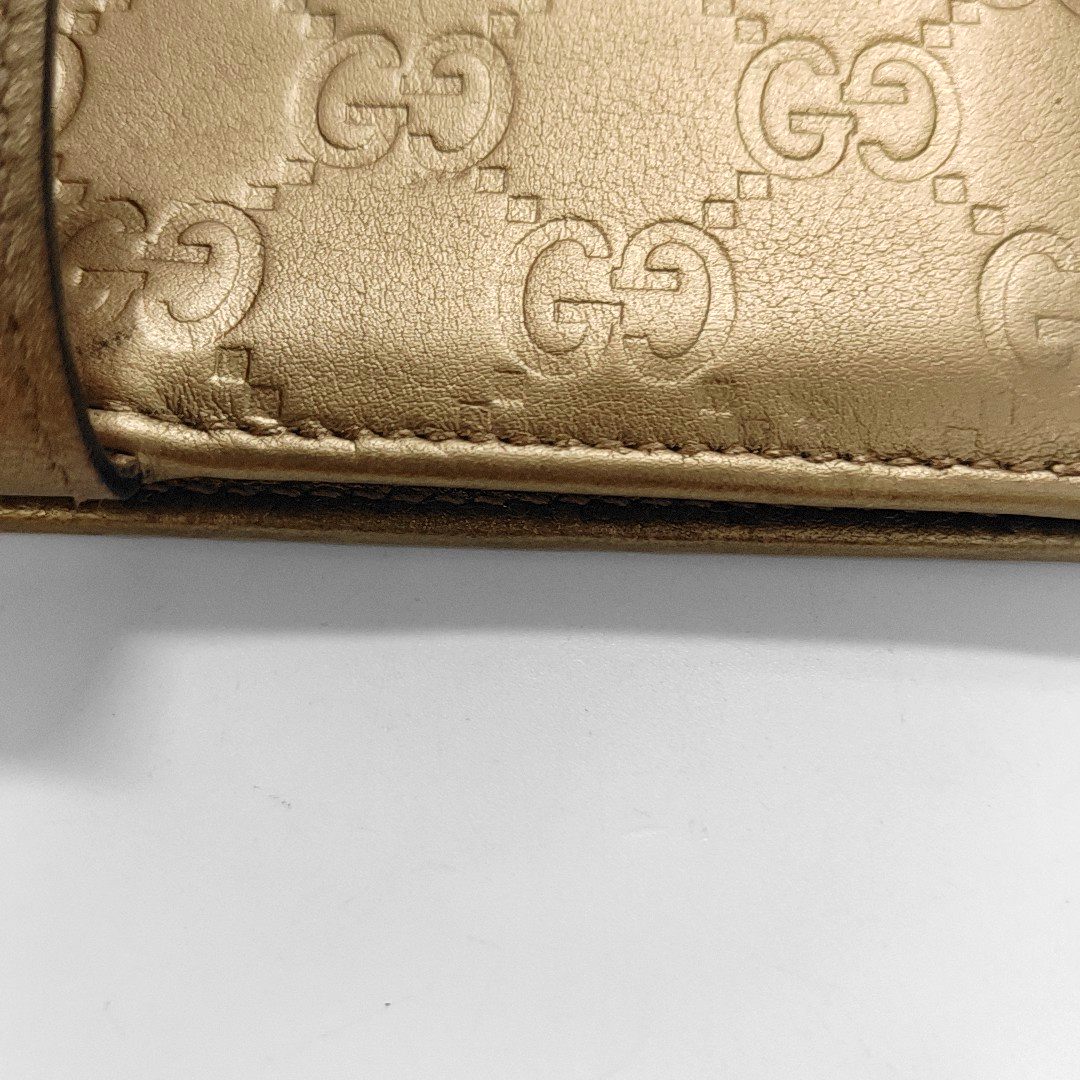 GUCCI Signature金色牛皮老花,压纹钱包-(SKU)-13768073