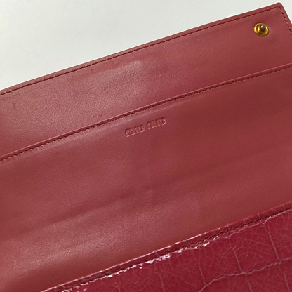 Miu Miu Pink cowhide crocodile-pattern wallet Golden hardware-(SKU)-947973740