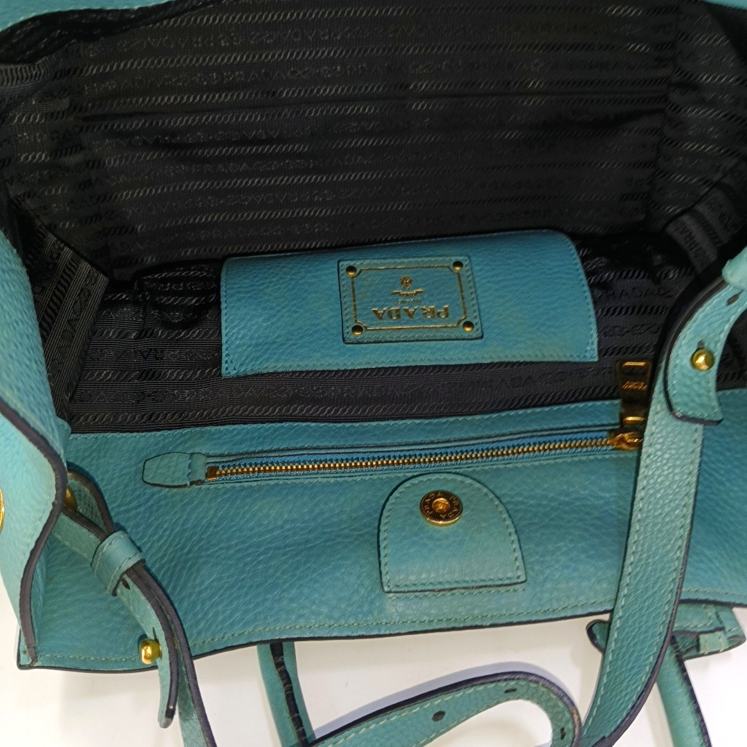 PRADA Twin Blue Cowhide Logo Single Shoulder Bag Handbag Crossbody Bag Ruthenium color hardware Removable shoulder strap-(SKU)-956216125