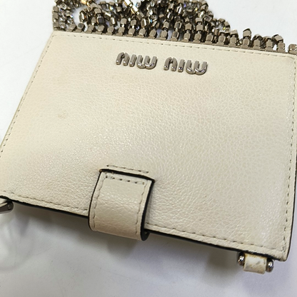 Miu Miu Fringed White Cowhide Fringe Wallet-(SKU)-959067472