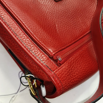 CELINE Red Leather Crossbody Bag Golden hardware-(SKU)-959494313