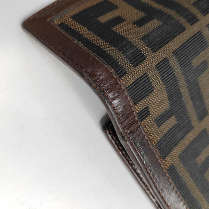FENDI 棕色帆布双F钱包-(SKU)-960315050