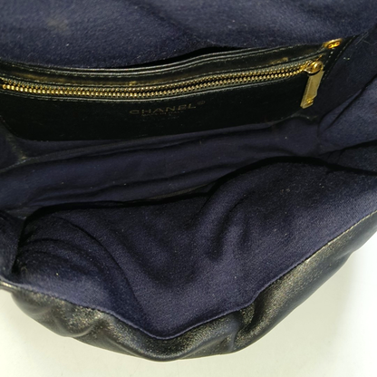 CHANEL VINTAGE PUFFY black lambskin crossbody bag shoulder bag 28 opening gold hardware-(SKU)-954421943
