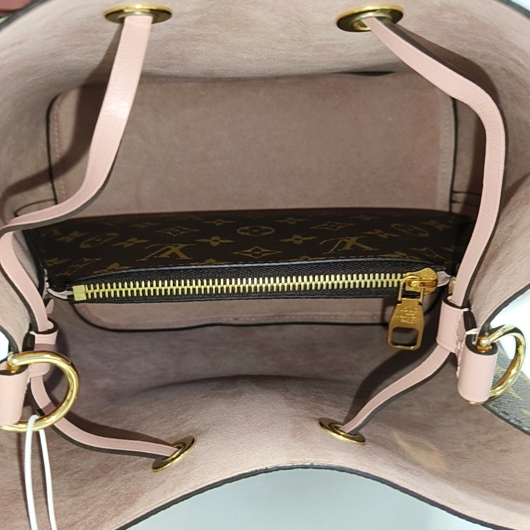 LOUIS VUITTON NÉONOÉ Medium Brown Coated Canvas Monogram Vernis Bucket Bag Shoulder Bag Crossbody Handbag with Gold Hardware and Removable Strap-(SKU)-970443663