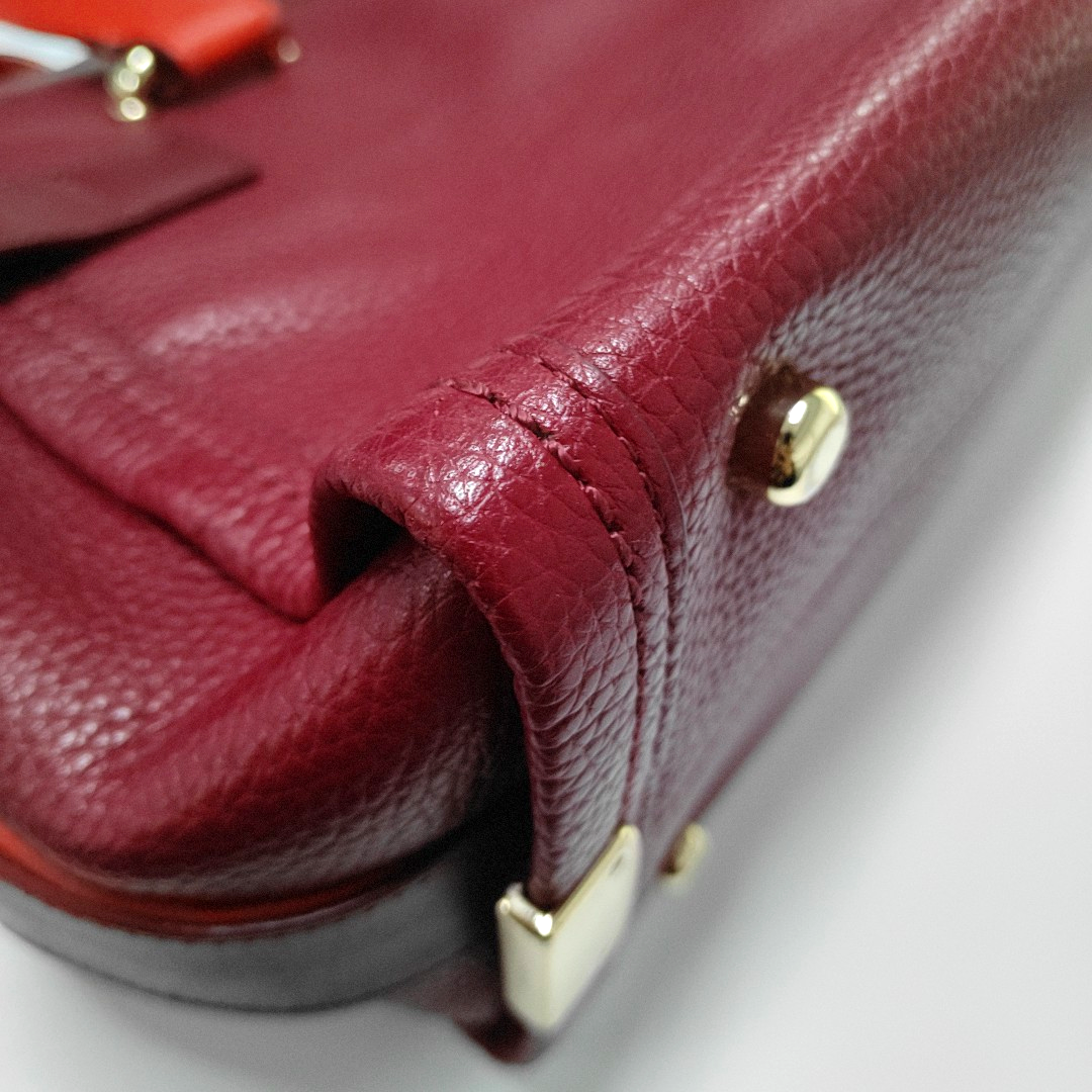 COACH SWAGGER Maroon Cowhide Single Shoulder Bag Handbag Golden hardware Removable shoulder strap-(SKU)-934444817