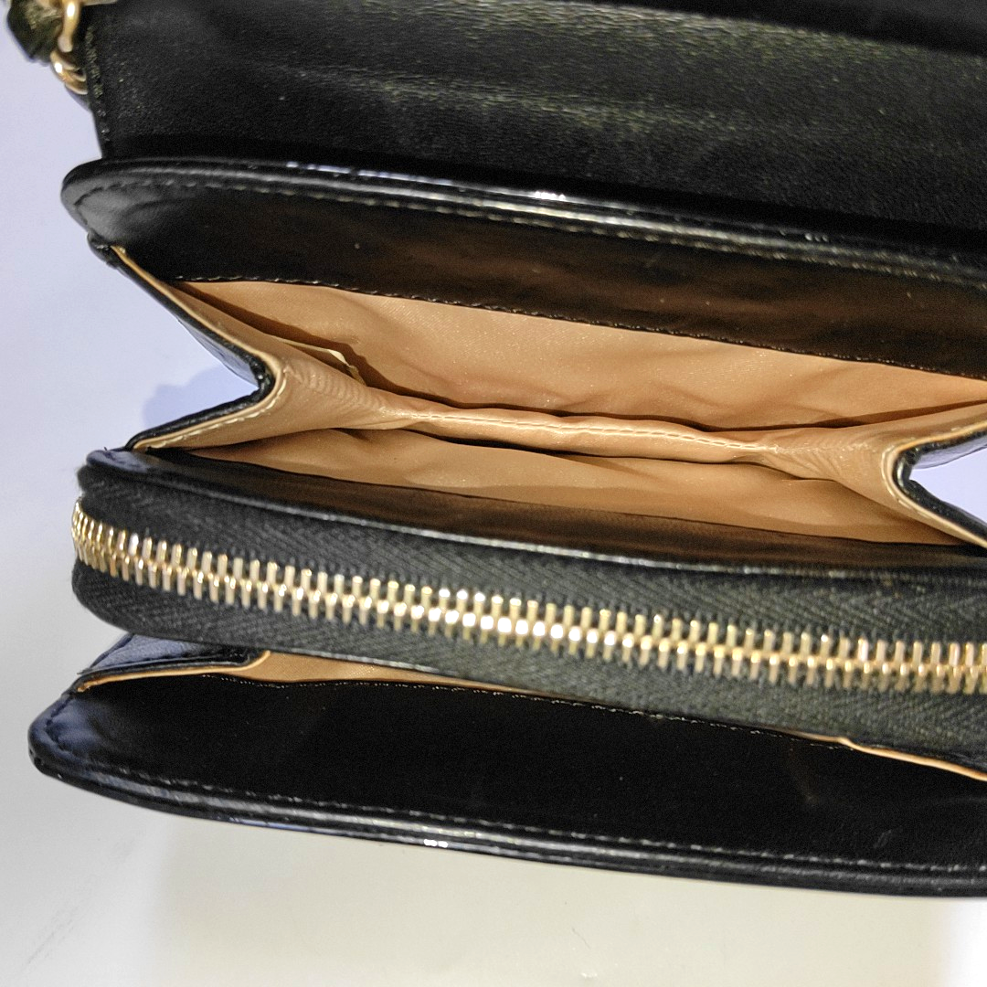 CHANEL 2.55 Black Patent Leather Single Shoulder Bag Crossbody Bag Golden Hardware 12 Clasp-(SKU)-956888916