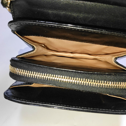 CHANEL 2.55 Black Patent Leather Single Shoulder Bag Crossbody Bag Golden Hardware 12 Clasp-(SKU)-956888916