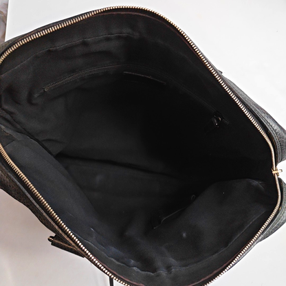 YSL MUSE Black Cowhide Quilted Rivets Tote Bag Silver Hardware-(SKU)-946633480