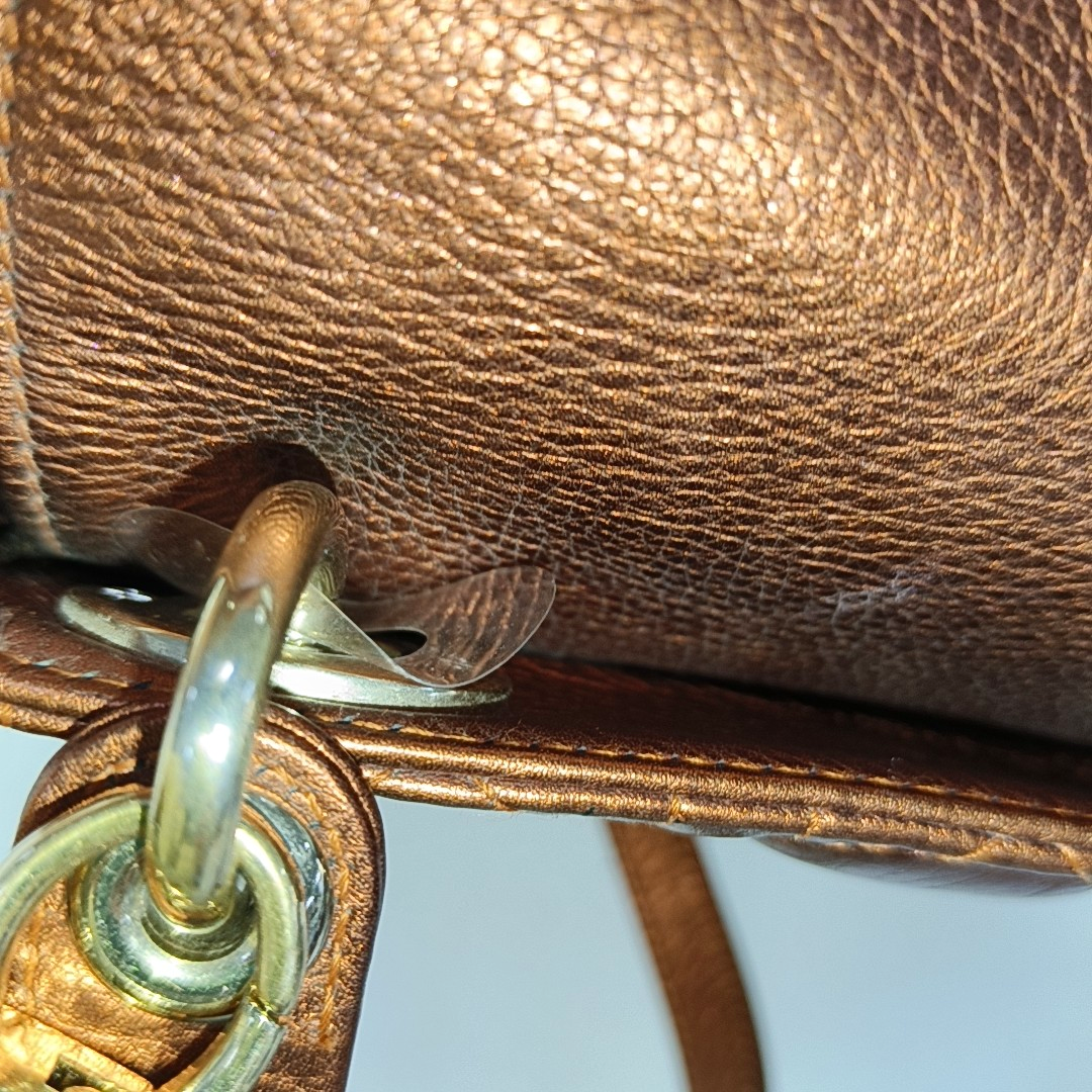 DIOR Lady Dior Mini Brick Red Calfskin Quilted Grained Three Compartment Shoulder Bag Crossbody Bag Tote Bag Gold Hardware Removable Strap-(SKU)-959613888