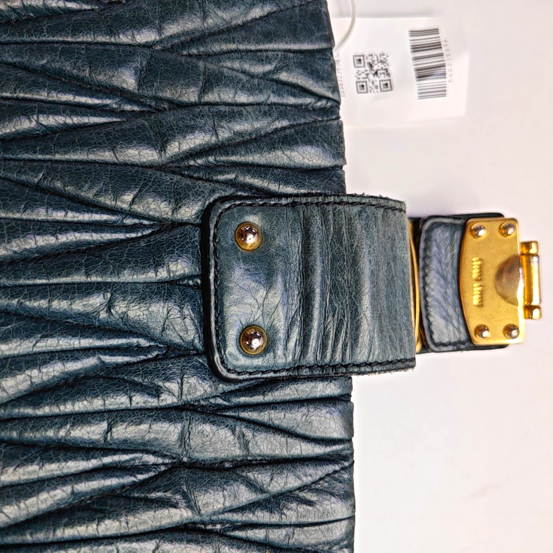 Miu Miu Teal Green Lamb Leather Quilted Handbag Golden hardware-(SKU)-960515094