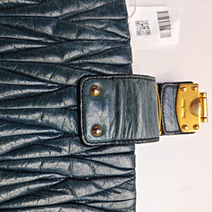 Miu Miu Teal Green Lamb Leather Quilted Handbag Golden hardware-(SKU)-960515094