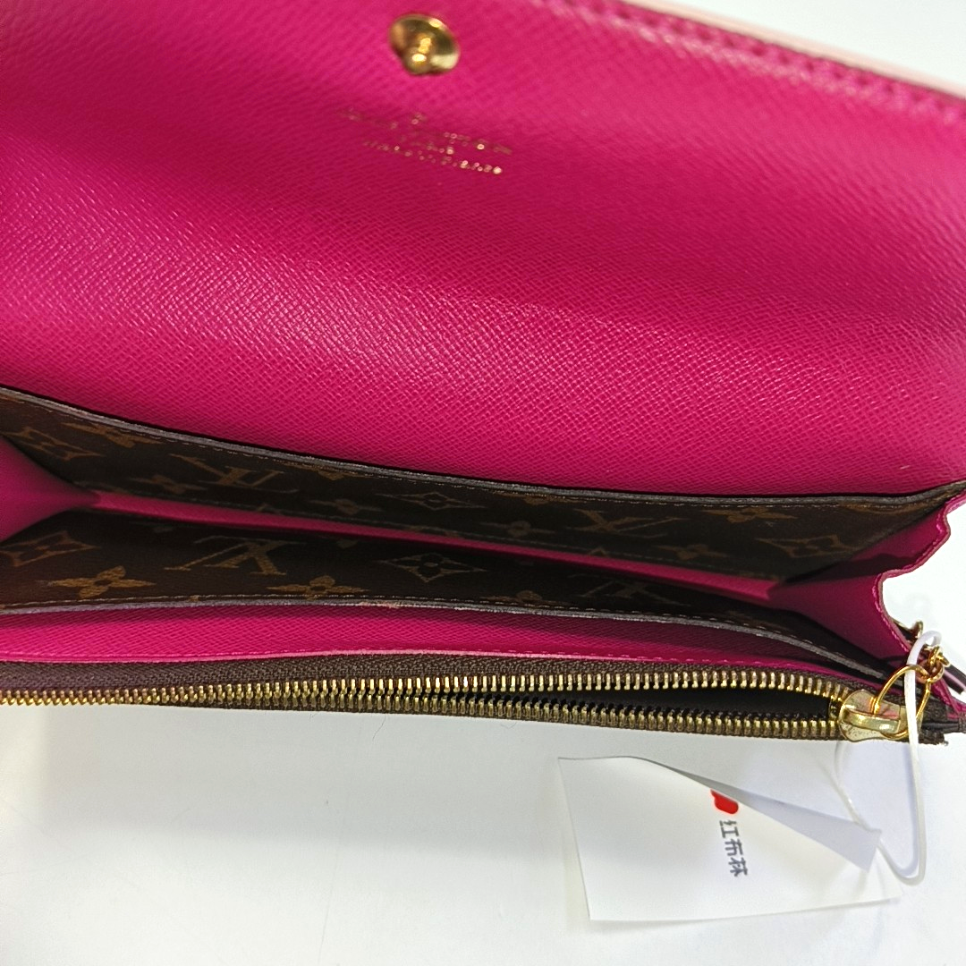 LOUIS VUITTON EMILIE Brown coated canvas vintage wallet Golden hardware-(SKU)-942991994
