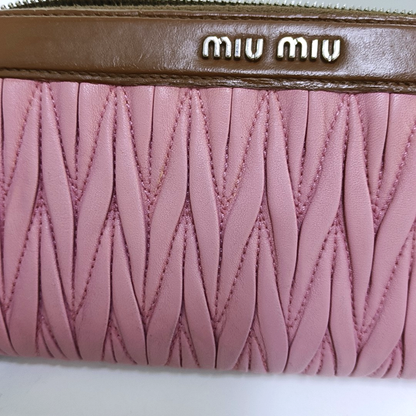 Miu Miu Pink sheepskin quilted wallet Silver Hardware-(SKU)-950469660