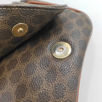 CELINE Black coated canvas Arc de Triomphe handbag腰包/胸包 Golden hardware-(SKU)-942847471