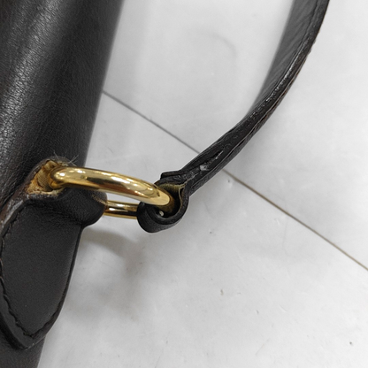 BURBERRY Dark brown leather single shoulder bag handbag crossbody Golden hardware Removable shoulder strap-(SKU)-14375152