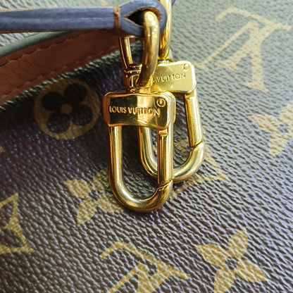 LOUIS VUITTON LOOP HOBO Brown Coated Canvas Monogram Crossbody Bag Tote Bag Shoulder Bag with Gold Hardware, Detachable Shoulder Straps, and 2 Pockets-(SKU)-968690429