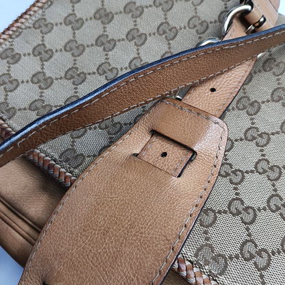 GUCCI Trunk Brown Canvas Monogrammed Crossbody Shoulder Bag Golden hardware-(SKU)-951960064