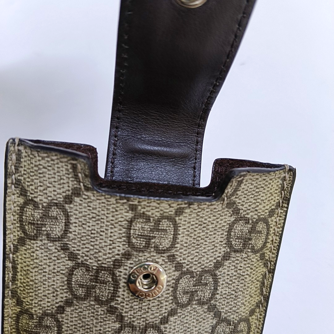 GUCCI Brown Coated Canvas Monogrammed Card Case Silver Hardware-(SKU)-960509943