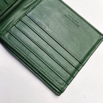 BOTTEGA VENETA Dark Green Leather Woven Wallet-(SKU)-957985549
