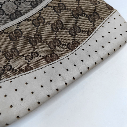 GUCCI Tote bag Khaki canvas old flower floral single shoulder bag crossbody bag Silver Hardware-(SKU)-947994741