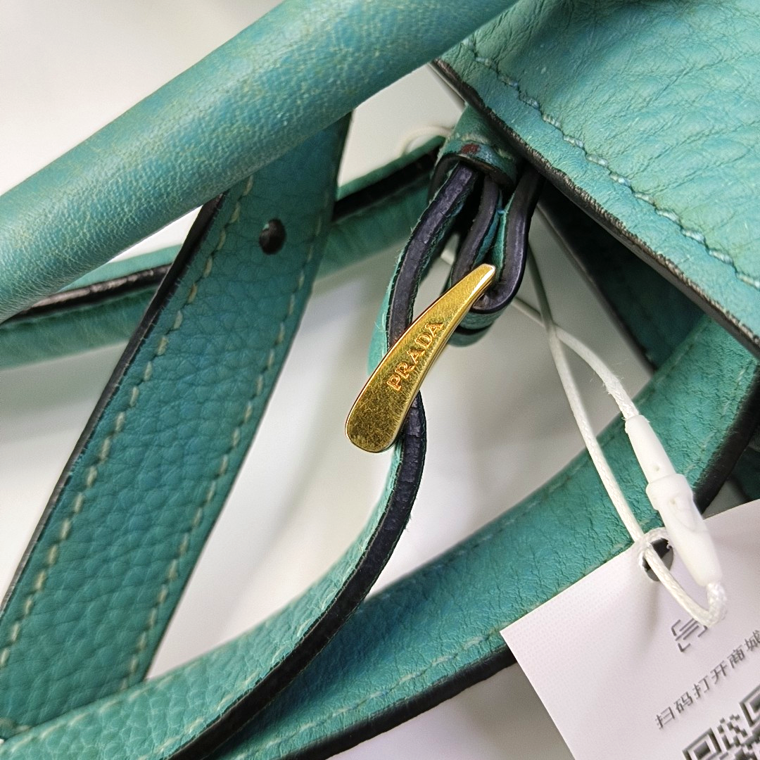 PRADA Twin Blue Cowhide Logo Single Shoulder Bag Handbag Crossbody Bag Ruthenium color hardware Removable shoulder strap-(SKU)-956216125