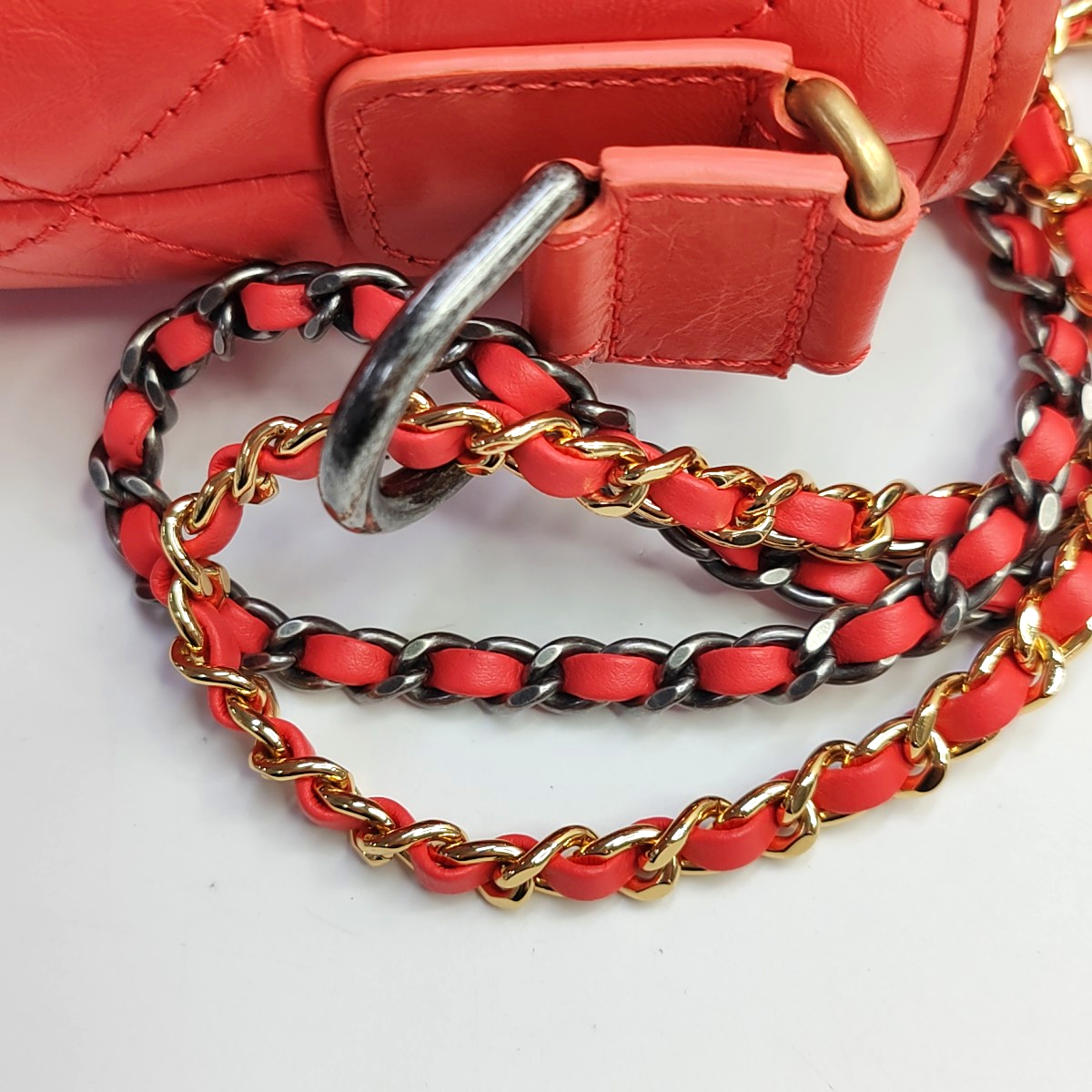 CHANEL GABRIELLE Medium Orange Calfskin Quilted Pattern Gabby Bag Crossbody Shoulder Bag Sling Bag Gold Silver Ruthenium Hardware 27 Clasp Removable Strap-(SKU)-945856539