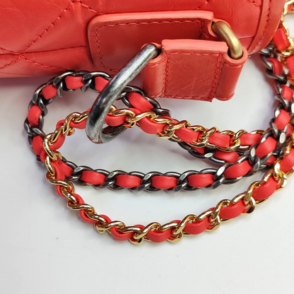 CHANEL GABRIELLE Medium Orange Calfskin Quilted Pattern Gabby Bag Crossbody Shoulder Bag Sling Bag Gold Silver Ruthenium Hardware 27 Clasp Removable Strap-(SKU)-945856539