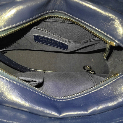 CHANEL GABRIELLE Small Deep Blue Denim Quilted Stitched Crossbody Shoulder Bag Gold and Silver Hardware 29 Opening Detachable Strap-(SKU)-970038091